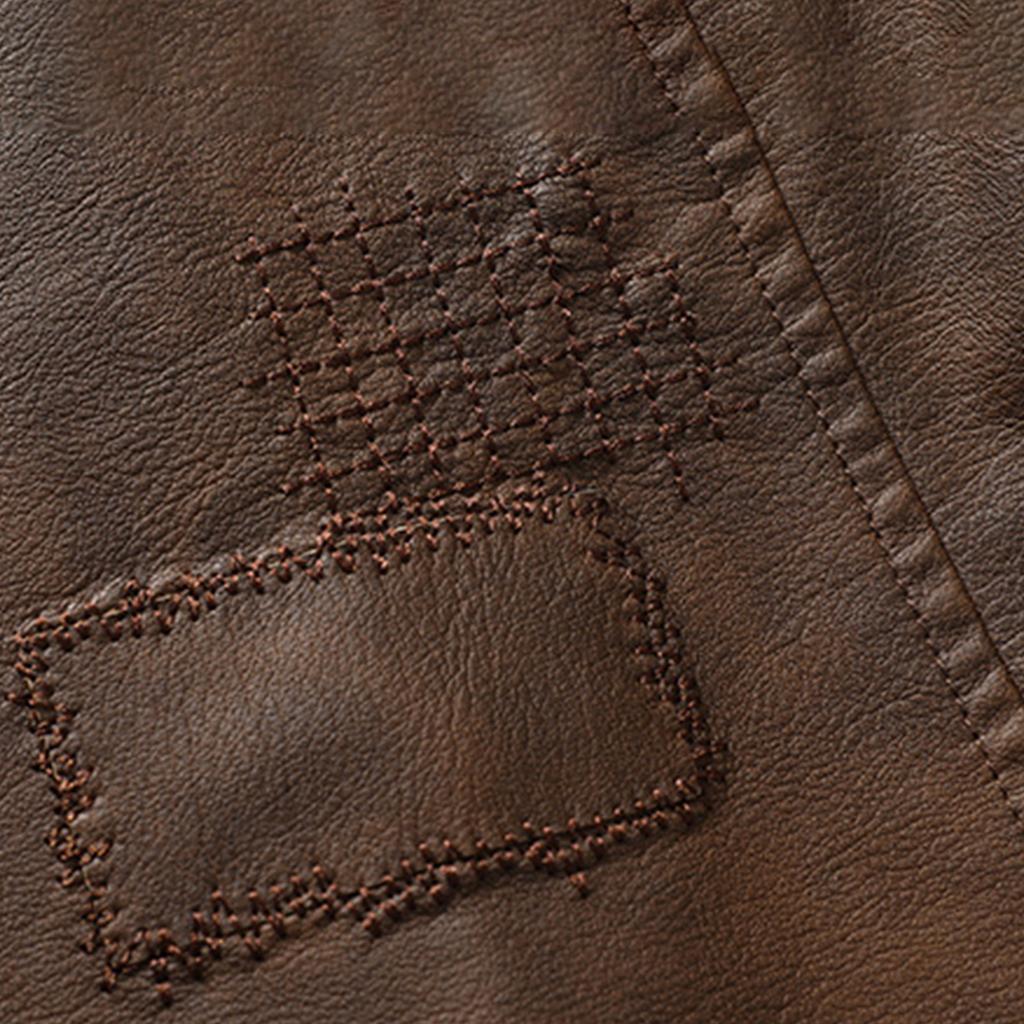 Men's Fake Two-Piece Leather Jacket Removable Hooded Fleece Fashion Casual Coat