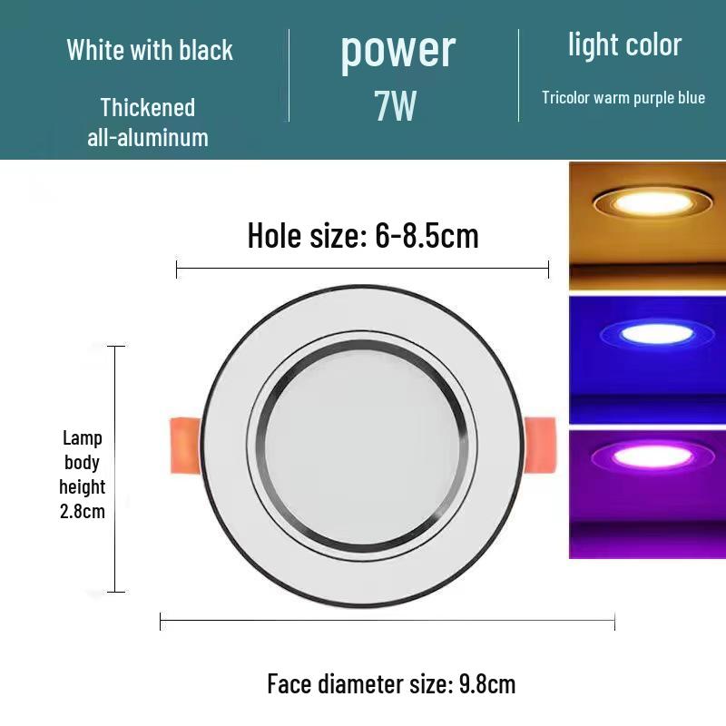 5W Dimmable Ceiling Downlight with 3-Color Settings