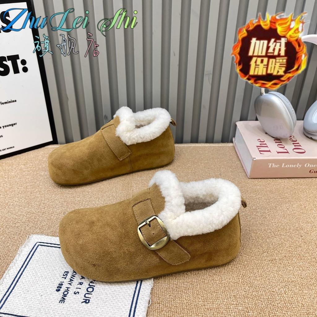 Women's Large Size Soft Sole One Foot Stirrup Winter Warm Anti-slip Fur One Snow Boots Padded Lined Ankle Boots Outdoor Sports Cotton Boots