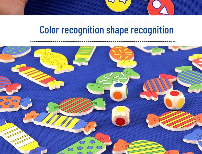 Candy-Shaped Memory Matching Game - Wooden Educational Toy for Parent-Child Play