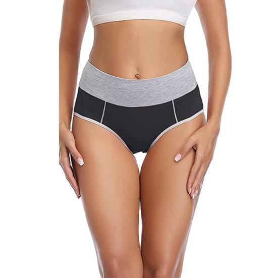 Women Plug Size Briefs High Waist Patchwork Color Breathable Panties Thicken Hip Lifting Soft Underpants