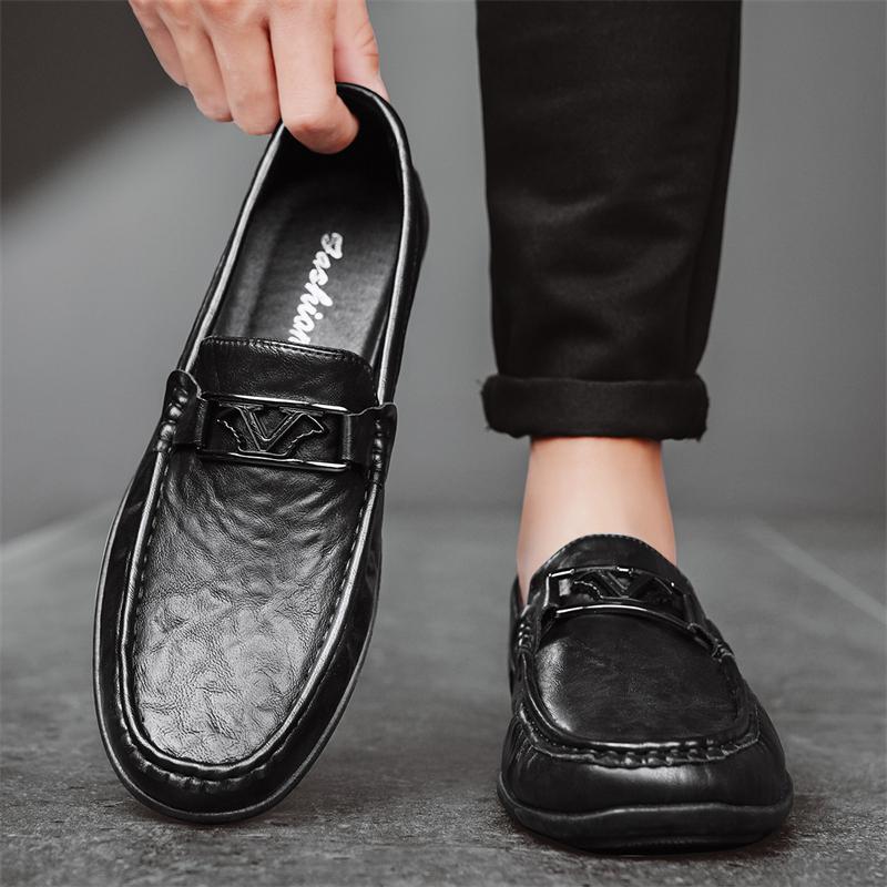 Fashion Male Comfortable Loafers Men Wedding Dress Shoes Men Slip on Driving Shoes Leather Fashion Business Shoes Men Luxury Brand Flats