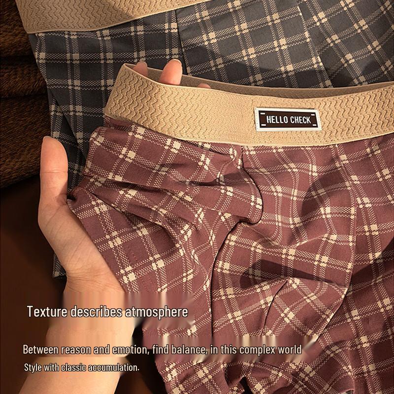 Men's Modal Cotton Antibacterial Retro Plaid Boxer Briefs 3-Pack