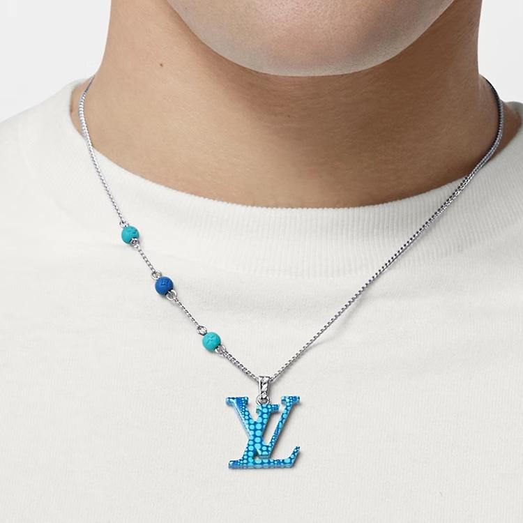 Louis Vuitton Yayoi Kusama Collaboration Series Lv Pumpkin Metal Necklace Men Necklace Blue M01093