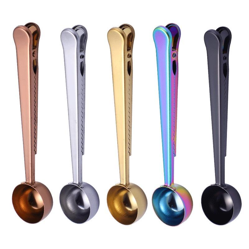 Stainless Steel Coffee Spoon with Clip Coffee Weighing Measuring Spoon Barista Coffee Accessories Scoop Spoon