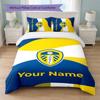 Leeds United Set Biancheria da Letto Personalizzato con Nome Testo 1 Copripiumino+2 Federe Logo Calcio Regalo Personalizzato per Occasione Speciale Decorazione Camera da Letto