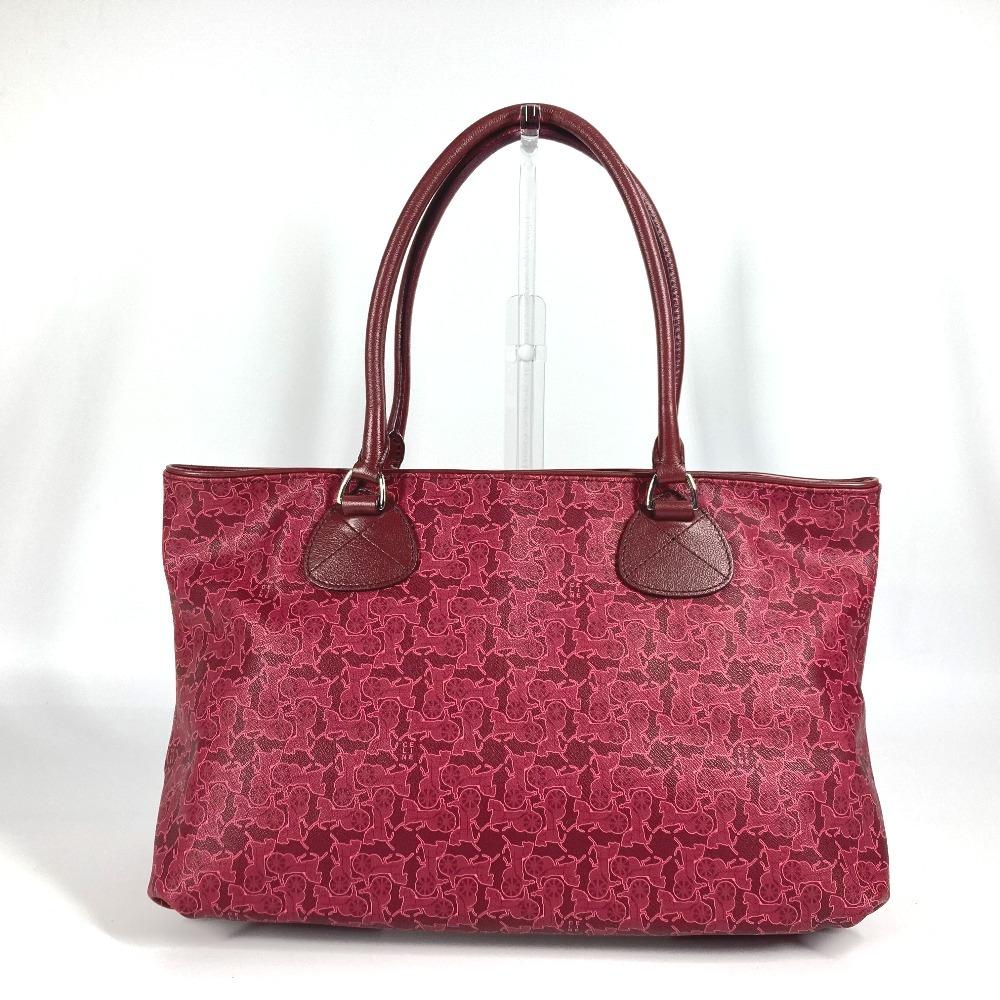 Celine Logo Sulky Bag Tote Bag Shawl Shoulder Bag PVC/Leather RedBased