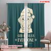 2pcs 2D Flat Printing Scene Curtain Christmas Dog Blessing Everyone Polyester Without Electricity Festive Wall Decor for Holiday