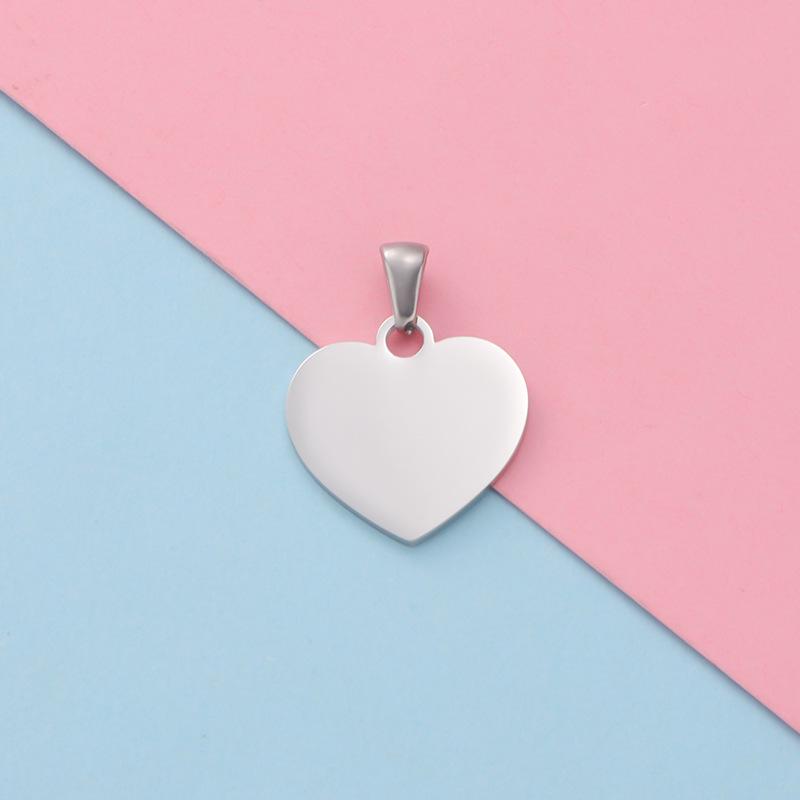 Heart-Shaped Stainless Steel Love Pendant with Engraving Tag - DIY Jewelry Accessory (20x20mm)