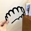Black Flocked Big Wave Headband with Tooth Comb for Washing Face, Headband for Tidying Up Hair, Hairpin and Headdress