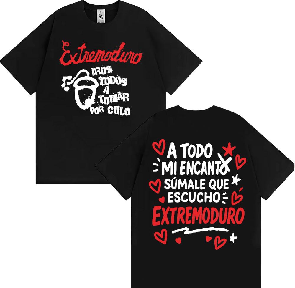 Rock Band EXTREMODURO Tour 2025 Cover Tshirt Unisex Women Fashion Vintage Short Sleeve T Shirts Summer Pop Loose Oversized T Shirt