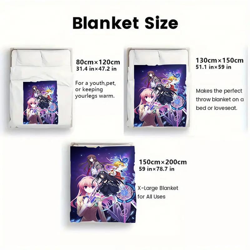 Anime Magic Girls Group Characters Flannel Throw Blanket, Soft Blanket for Sofa Bed, Anime Print Home Decor