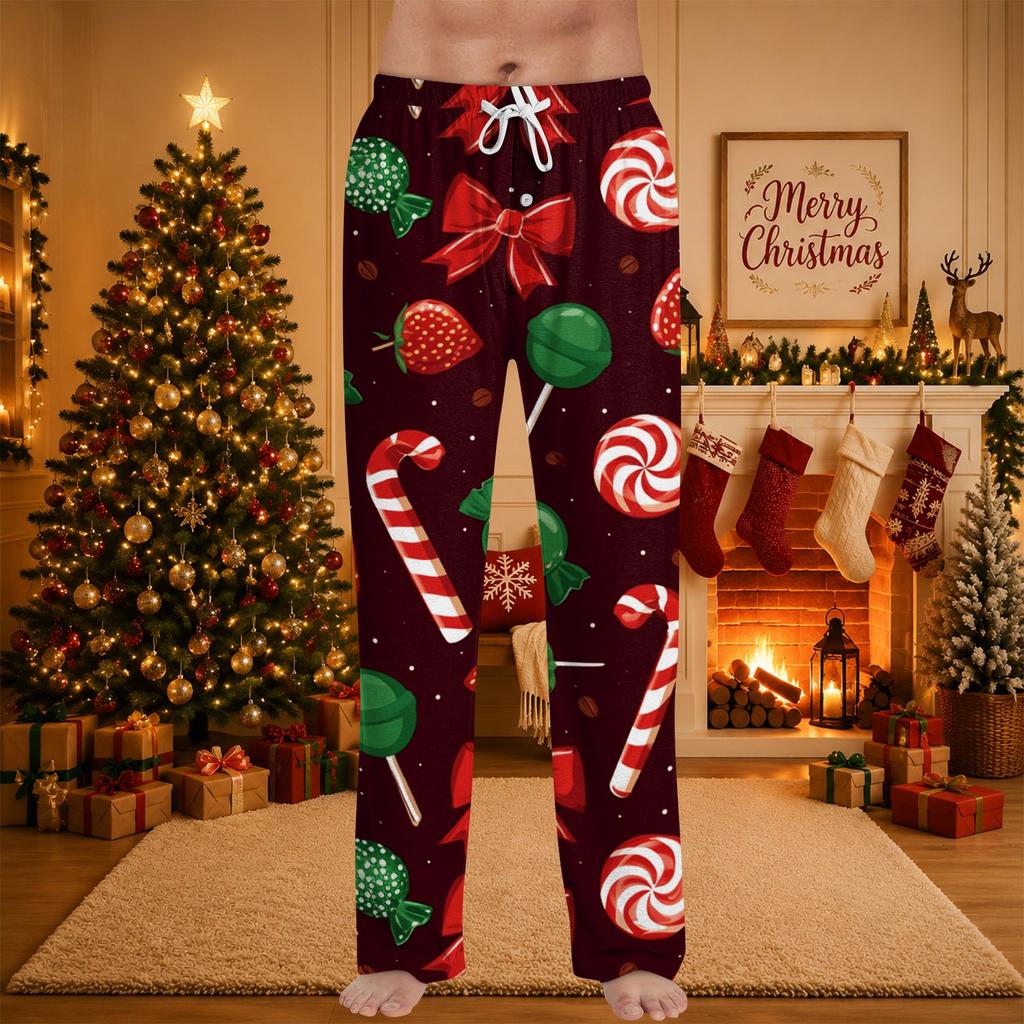 Men's Christmas Printed Pajama Pants for Sleep and Casual Wear