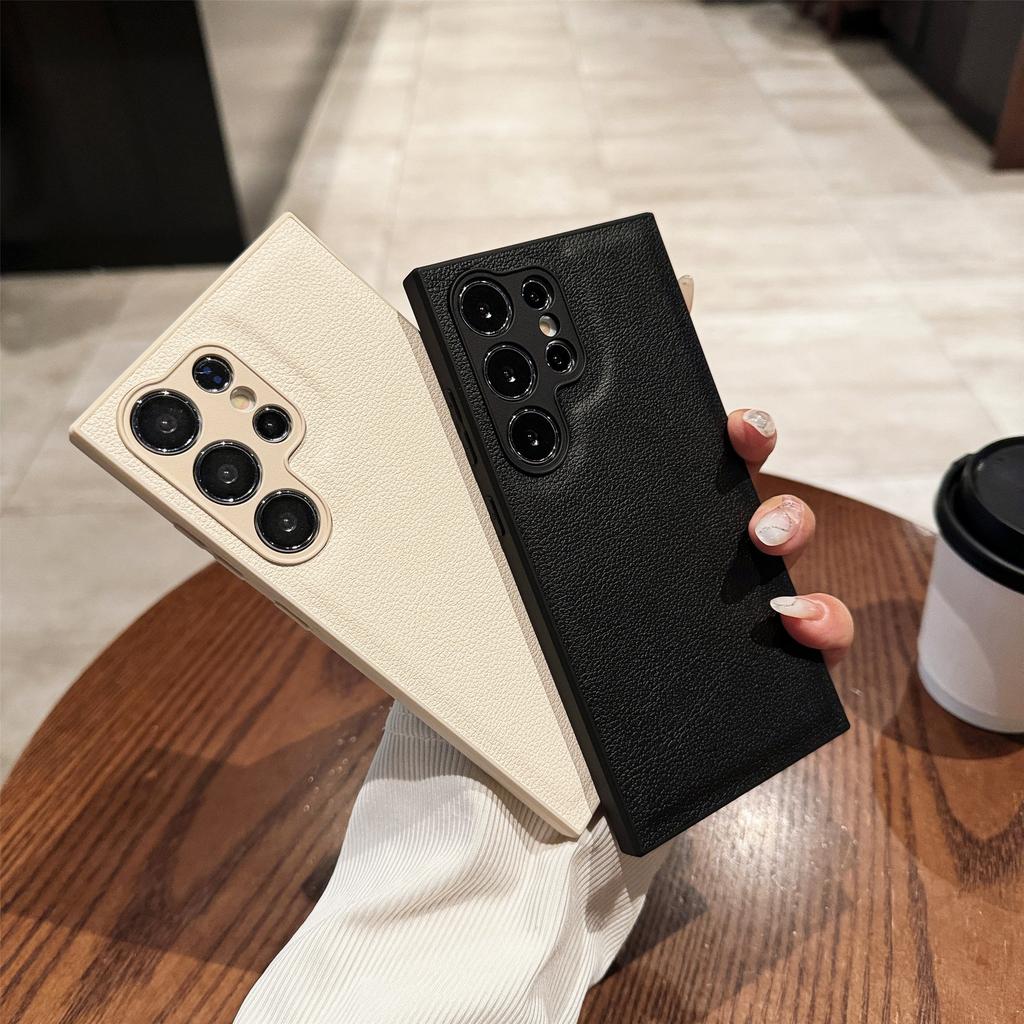 Samsung S24 Ultra Mobile Phone Chitin Leather Lychee Pattern S25 Full Inclusive Protective Case S24 Anti Fall S23