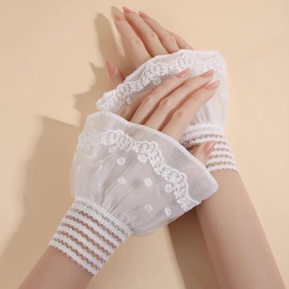 Lace Ruffled Wrist Fake Sleeves Cuffs Costume Accessory Lace Cuff Fashion Sweater Cuffs  Wedding