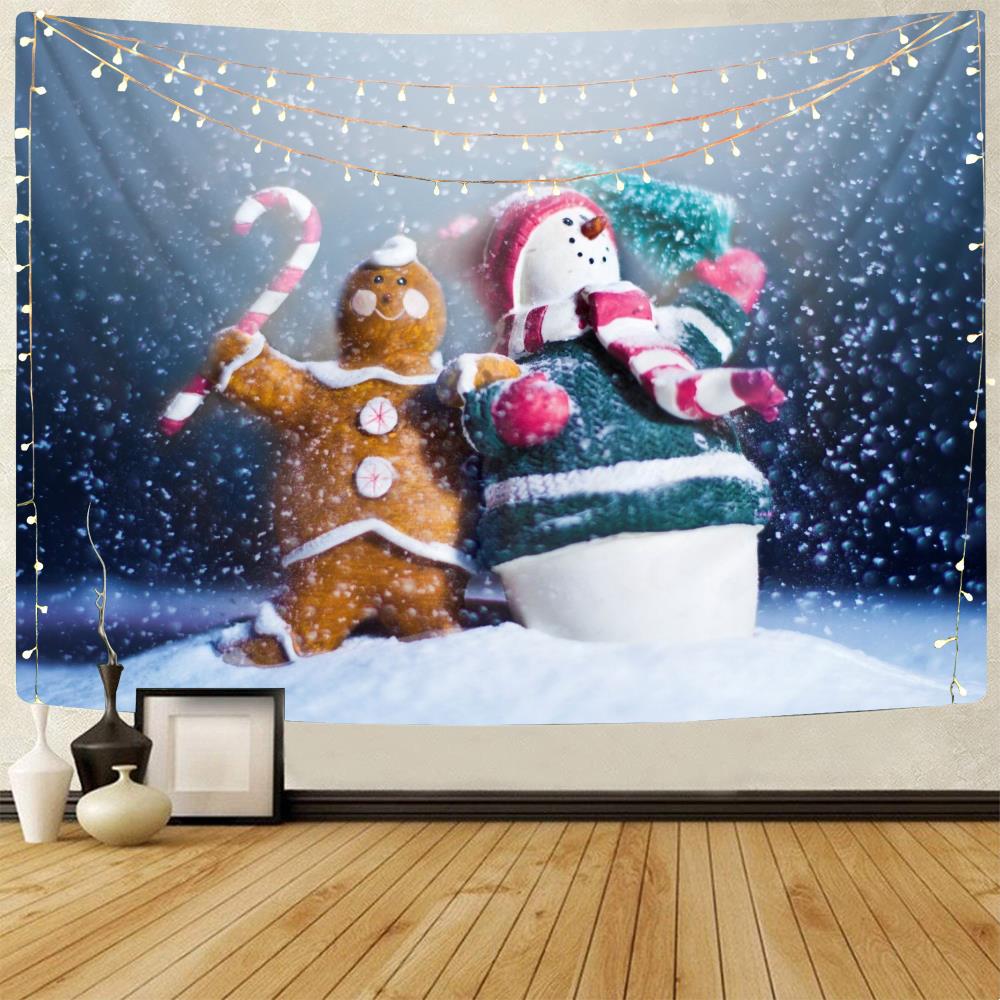 Christmas Snowman Decorative Print Pattern Tapestry Home Living Room Bedroom Wall Background Fabric Tapestry