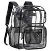 Mochila Escolar Transparente de PVC Resistente Extra Grande de 18 Pulgadas para Niños, Mochila Escolar Transparente Negra (Edad 12+)