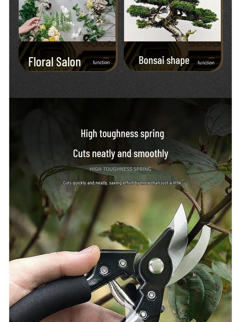 Heavy-Duty Stainless Steel Labor-Saving Pruning Shears for Garden and Bonsai, Multi-Functional Power Shears for Thick Branches