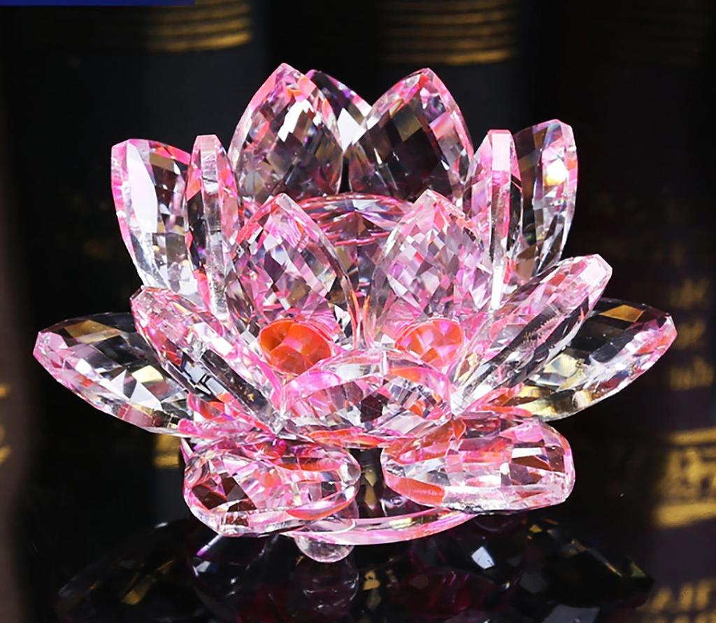 Křišťálový lotosový svícen - dekorativní buddhistická ozdoba na stůl