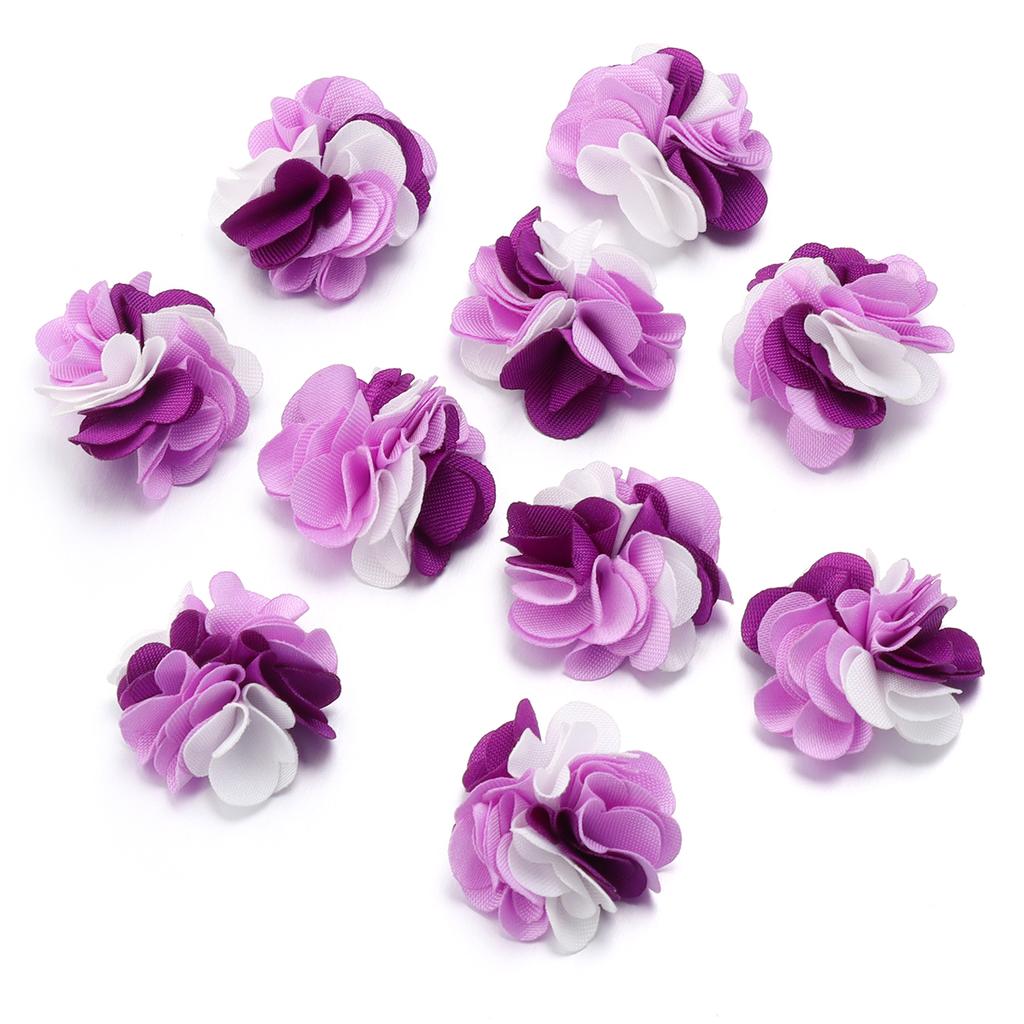 10pcs 2.5cm Cloth Fabric Flower Three Colors Handmade Artificial Flowers For DIY Wedding Party Clothing Headwear Decor Supplies