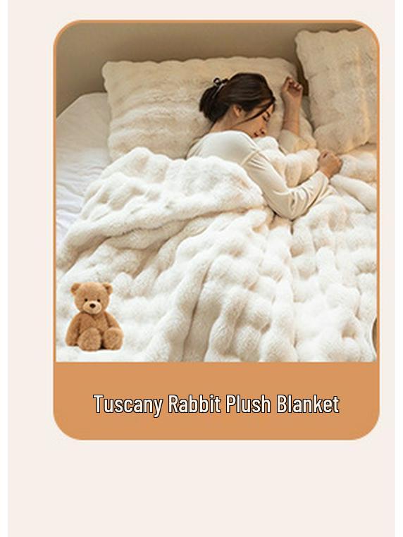 Tuscany Faux Rabbit Fur Bubble Fleece Blanket - Cozy Winter & Summer Sofa Throw
