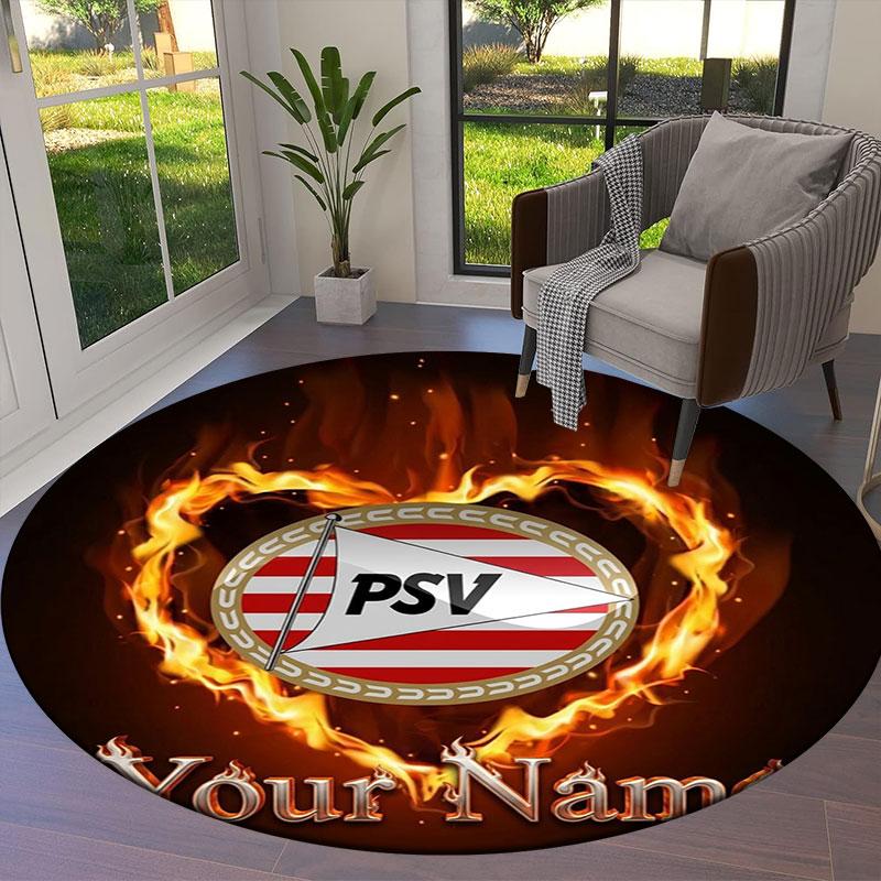 Philips Sport Vereniging Custom Name Round Area Rug,Carpet Rug for Living Room Bedroom Sofa Playroom Decor,Non-slip Floor Mat