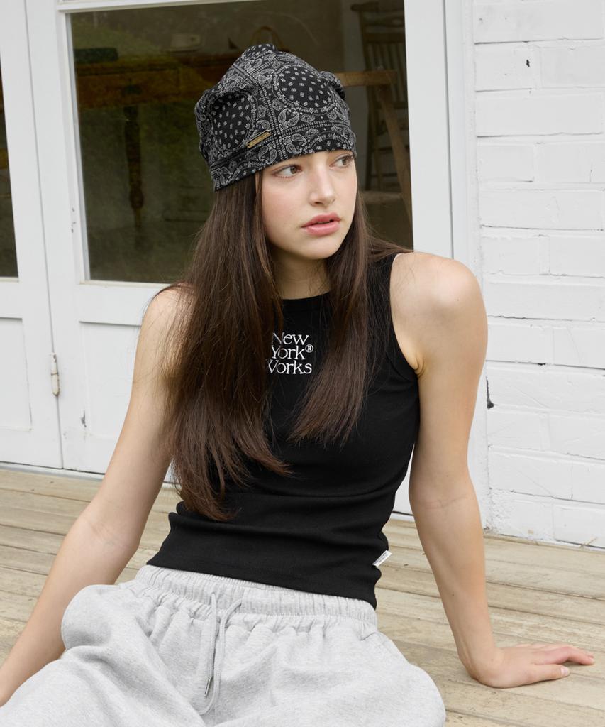 Nyuyogwogseu Summer Paisley Beanie Hat_ Black