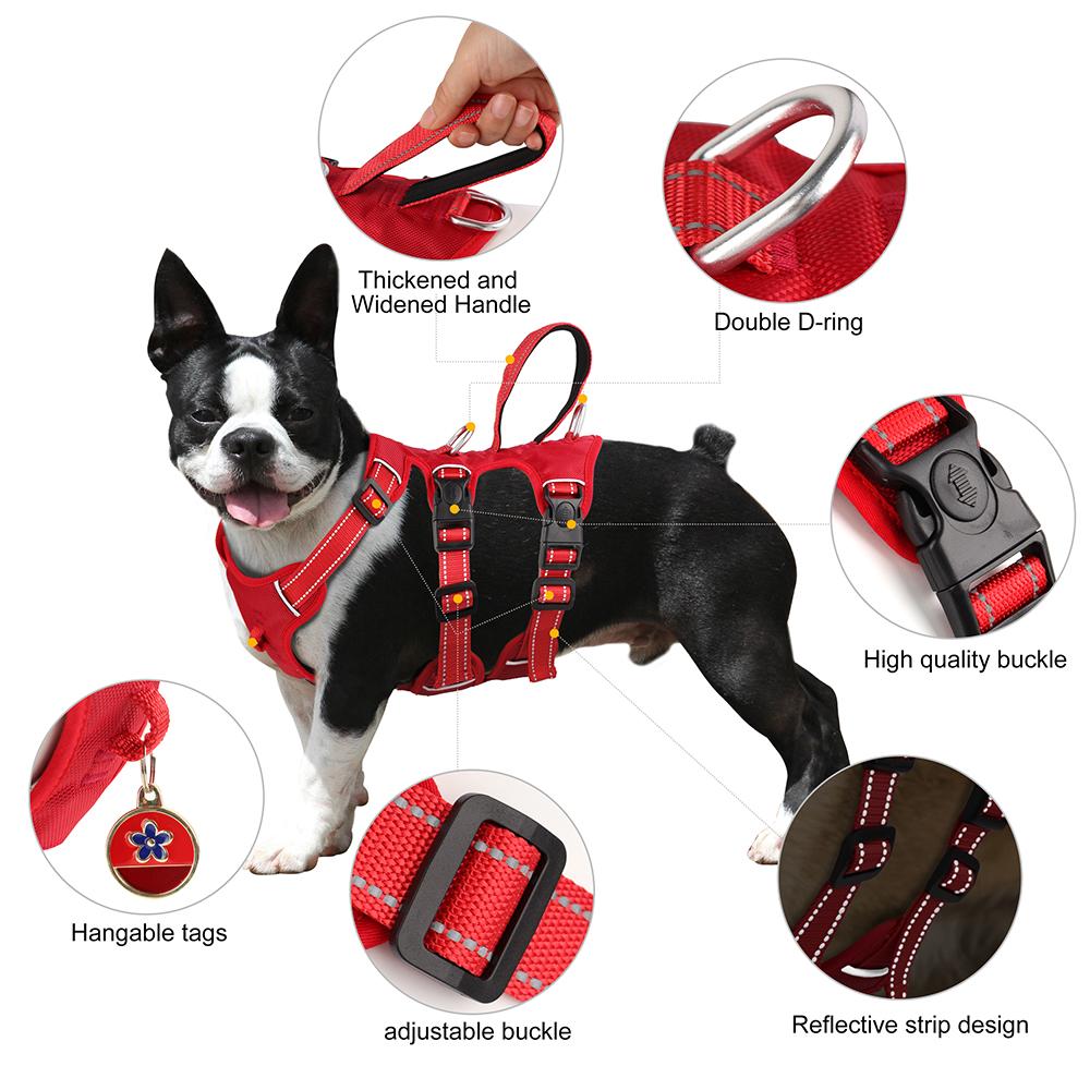 Waterproof Nylon Dog Harness Escape Proof Dog Harnesses Reflective Pet Vest With Handle Durable Adjustable for Medium Large Dogs