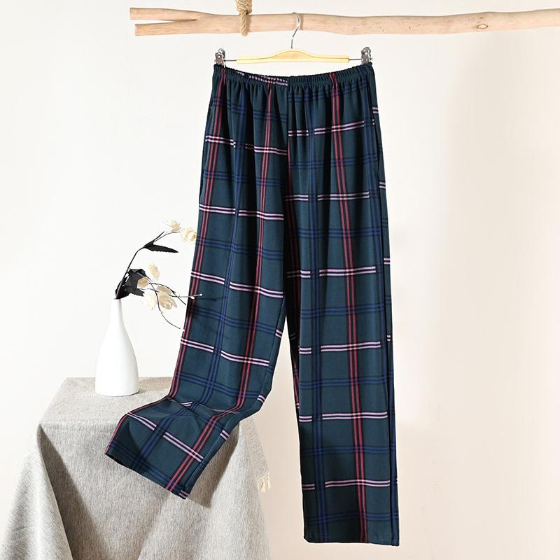 Women's Spring and Autumn Thin Loose-fitting Plus Size Pants That Can Be Worn Outside Middle-aged Mother's Plaid Home Pants