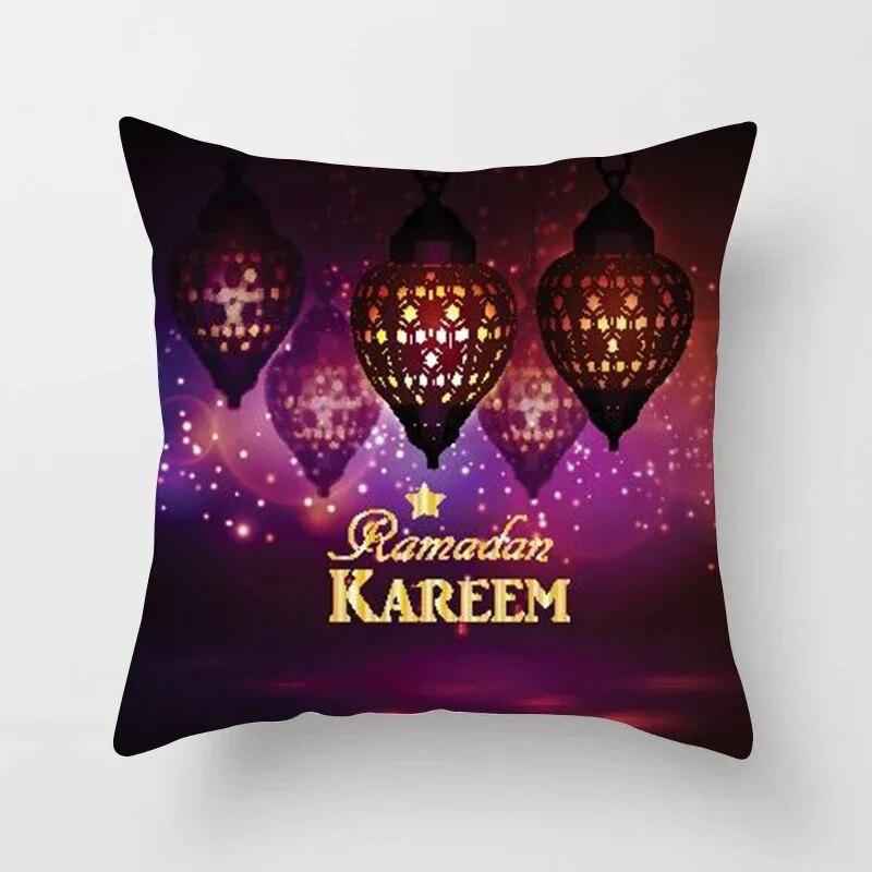 45cm*45cm Islamische Eid Mubarak Dekoration Zuhause Lila Kissenbezug Ramadan Dekoration Sofa Muslimische Moschee Dekoration Kissenbezug