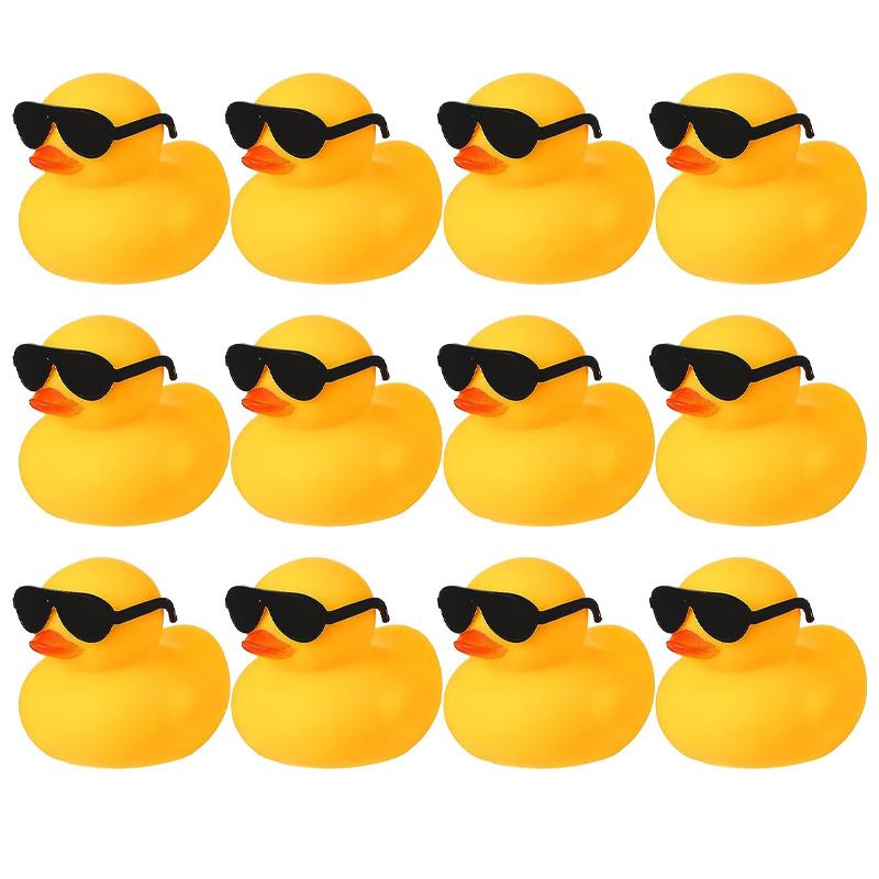6/12/24Pc Rubber Duck Toys Yellow Rubber Ducks Squeak & Float Ducky Pool Plaything Cruise Holiday Decoration Birthday Party Favors