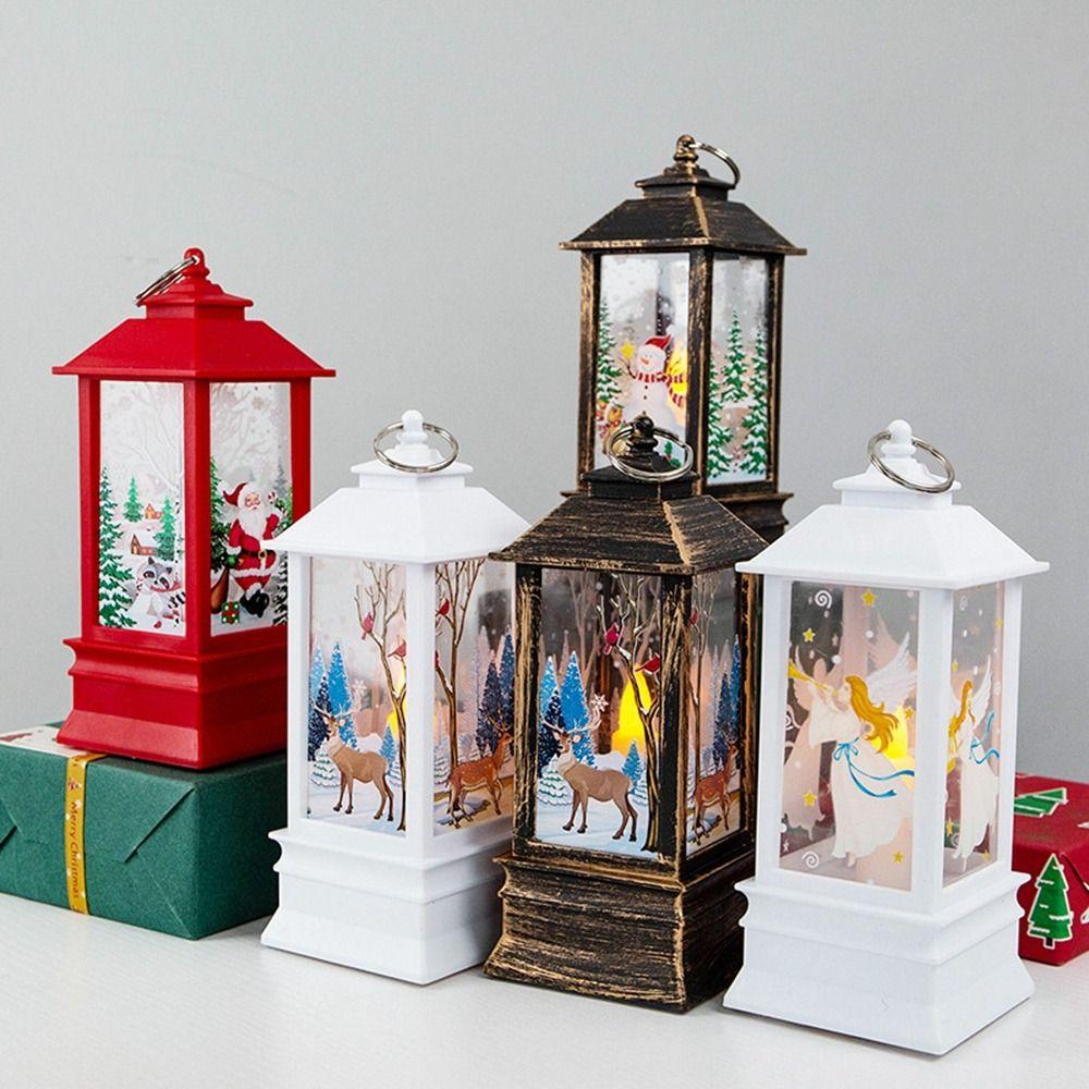 Portable Christmas LED Lights DIY Crafts LED Wind Light Retro Candle Lamp  Christmas Tree