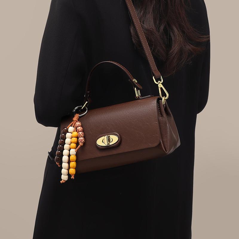 Bag Women's New Women's Bag Autumn and Winter Leather One Shoulder Crossbody Bag Fashion High-end Portable Small Square Bag