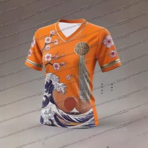 New summer 3D printed Japanese football training men's and women's sports short-sleeved casual V-neck children's T-shirt top
