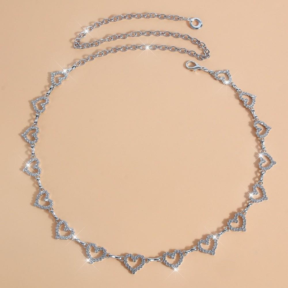 Y2K Herz Taillenkette Strass Bikini Bauchkette Verstellbarer Körperschmuck Jeans