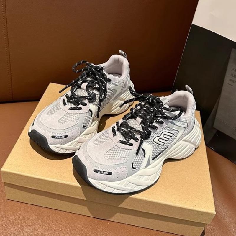 Fashion versatile platform shoes women's new small height-increasing mesh breathable casual sports shoes