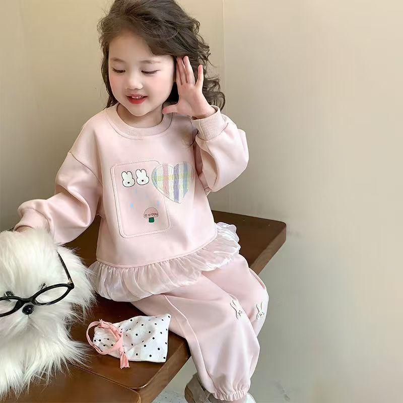 Girls Spring Autumn Cartoon Hoodie And Harem Pants Set Kids Long Sleeve Casual Sportswear Two Piece Outfit