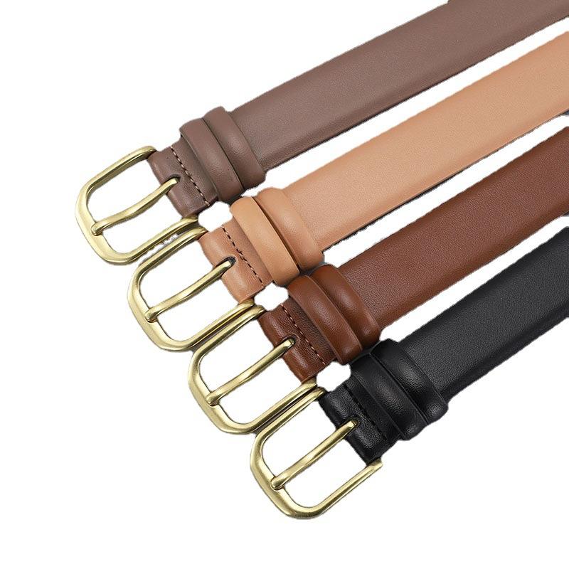 Women'S Belt Women'S Fine Needle Buckle Belt Women'S Pure Cowhide Simple With Denim Suit Skirt Belt