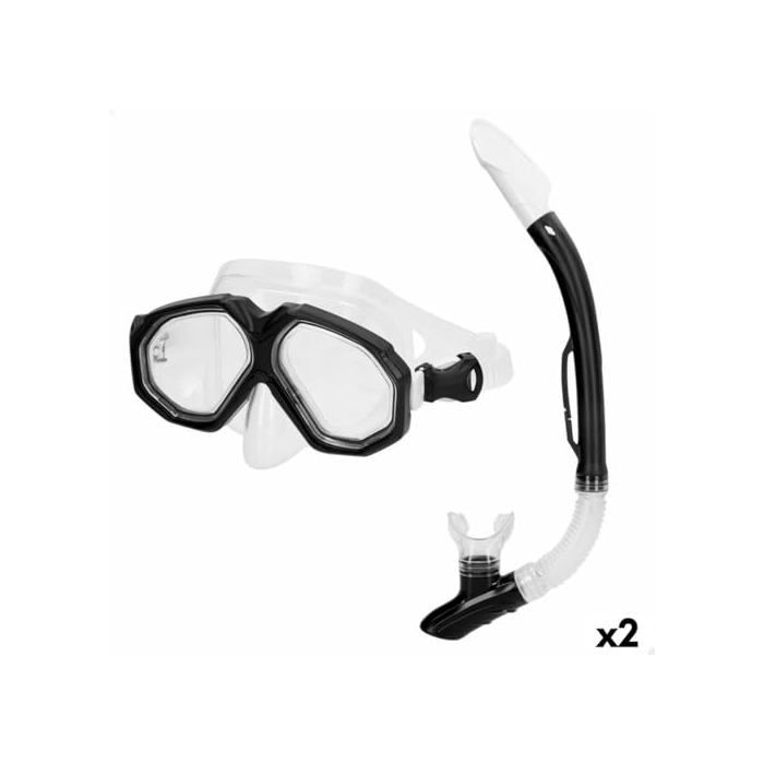 Lunettes de plongée avec tube - AquaSport - Noir - Adultes - 2 unités - Multicolore - 14,5x61x23 cm - Taille unique