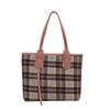 Large Capacity Stylish Women's Tote Bag Chic Plaid Design For Autumn Commute