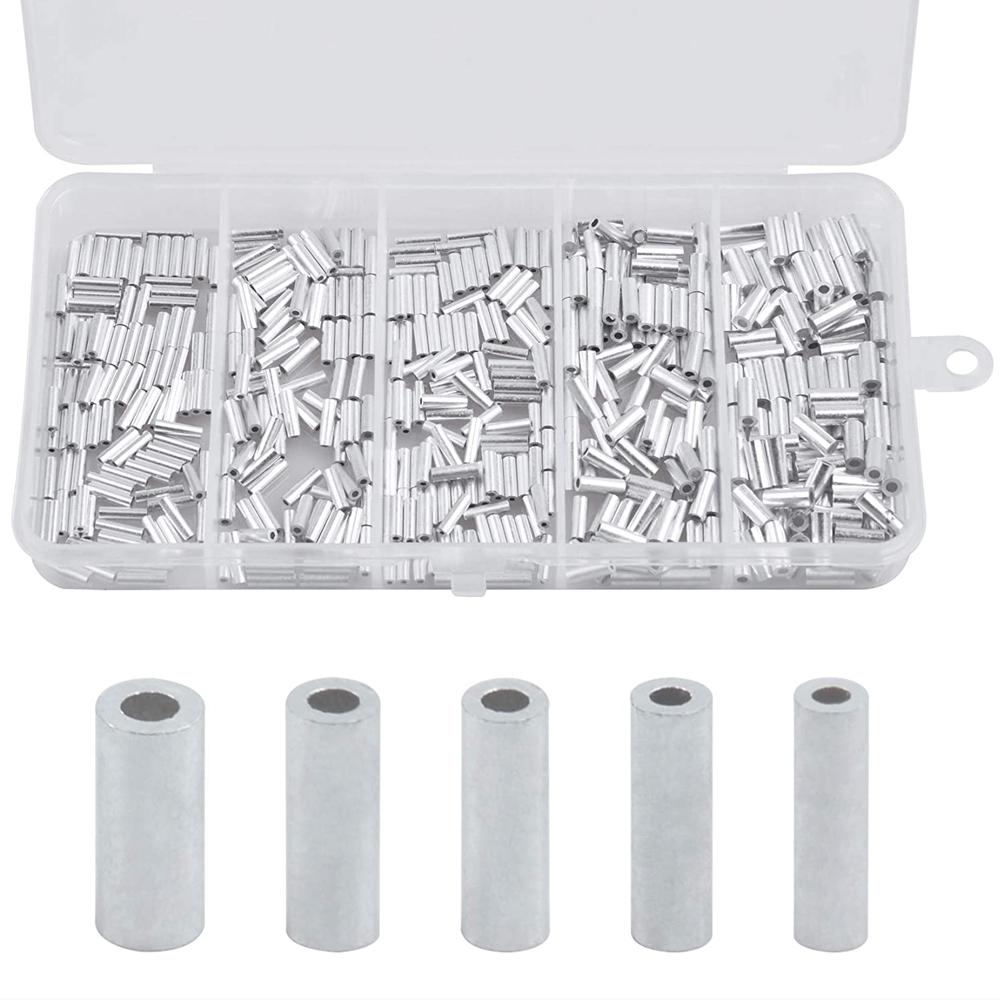 

500 шт./Коробка Рибальські обтискні гільзи Білі Круглі Алюмінієві Рибальські Трубки Трубки для Волосіні Обтискні Трубки для Дроту З єднувачі Аксесуари