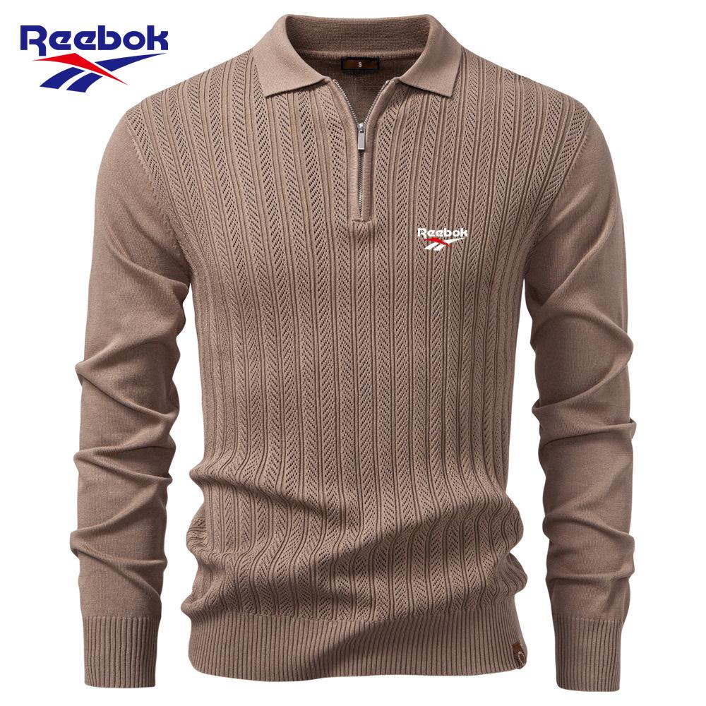 

Reebok 2026 Осінь-Зима Вишивка Новий Чоловічий Светр З Довгим Рукавом В язаний Светр З Напівблискавкою Бізнес-Кежуал Тонкий Светр Чоловічий S