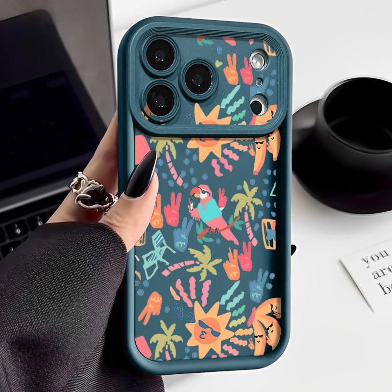 Shockproof Phone Case For iPhone 17 Pro Max Colorful Cartoon Pattern Silicone Cover For iPhone 16 Pro Max Cover iPhone 15 14 13 12 11 16E Air