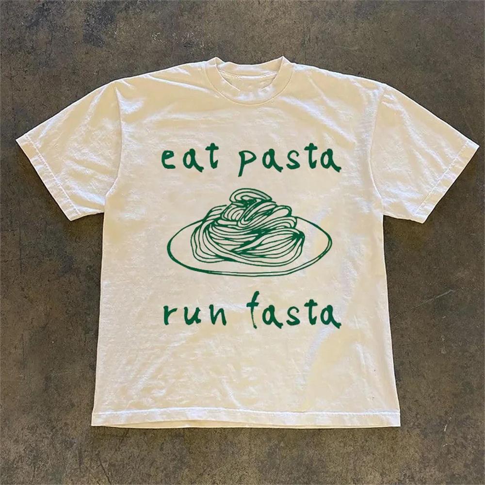Eat Pasta Run Fasta tshirt Women elegant printed design modern style tshirt feUnisex comic clothing S
