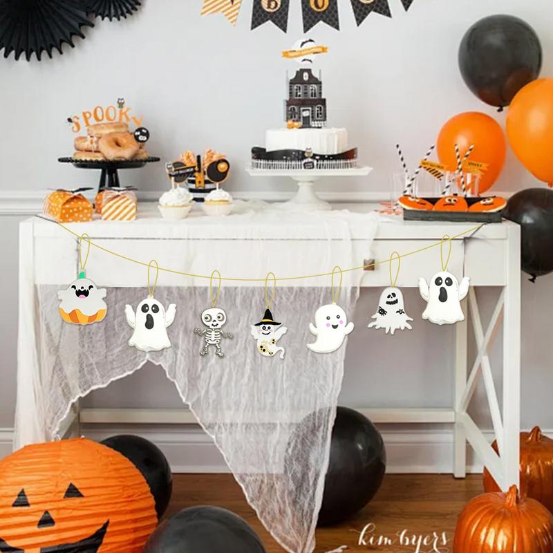 Halloween Ghost Pendant Halloween Ornaments Ghost Pendant 12PCS Halloween Door Hanger Sign For Window Wall Trees Outdoor Home