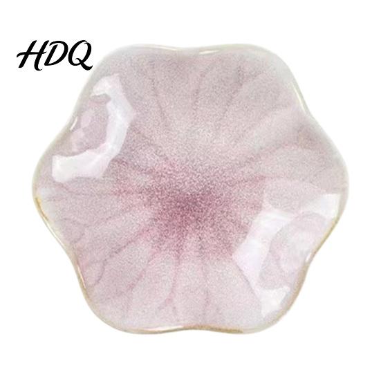 Tea Room Refreshment Plate Soy Sauce Dish Plate Ceramic Lotus Leaf Design розовый