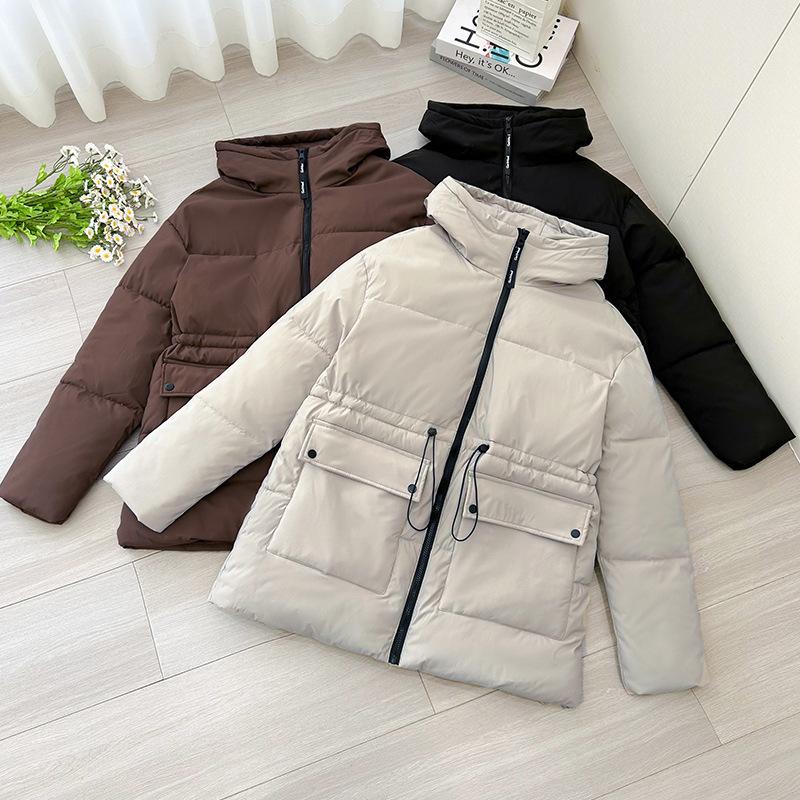 Waist Medium and Long Waist Tooling 2025 Winter Hooded New Fashionable Three-dimensional Large Pocket Warm Thickened Jacket