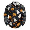 Men's Casual Long Sleeve Halloween Print Shirt Button Down Collar Lightweight Breathable Fabric Comfortable Fit