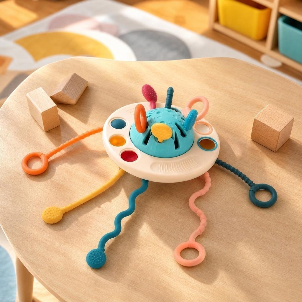 Silicone Sensory Pull String Toy for Baby Fine Motor Skills Development