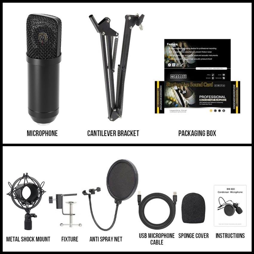 BM800 USB Condenser Microphone for Live Streaming, Mobile, and PC - Ideal for Network Anchoring and K-Song Recording